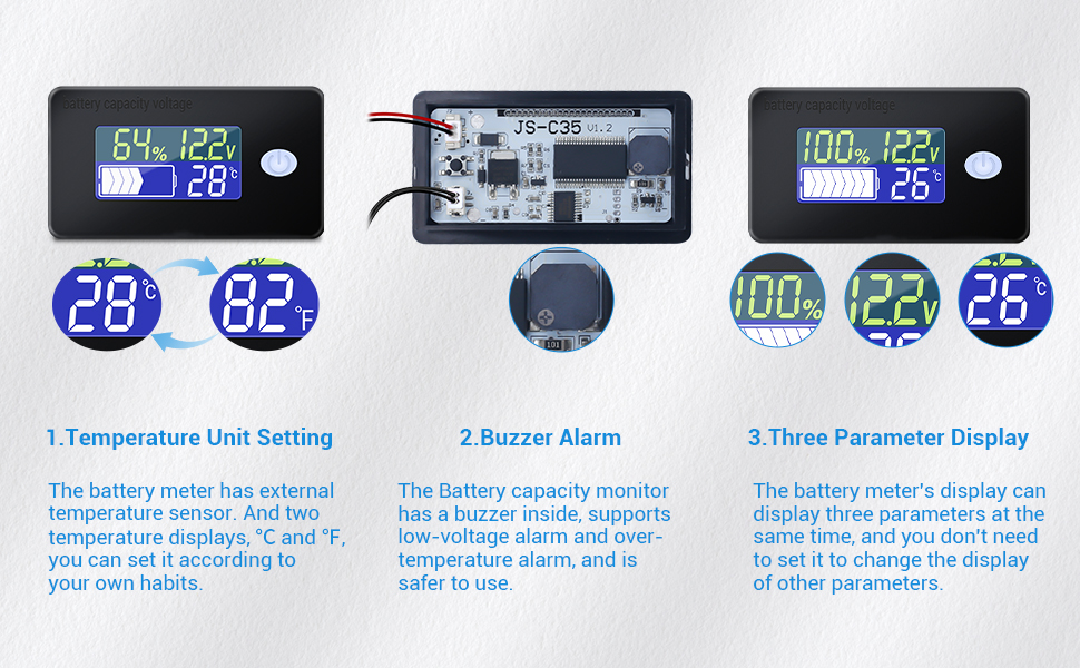 Battery Meter Voltage Temperature Gauge Indicator from ICStation on Tindie